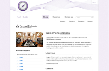 Screenshot of the Barts and The London School of Medicine and Dentistry - COMPAS website