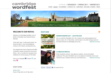 Screenshot of the Cambridge Wordfest website