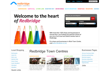 Screenshot of the London Borough of Redbridge Shopping and Storefinder website