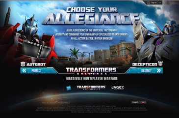 Screenshot of the Transformers Universe website